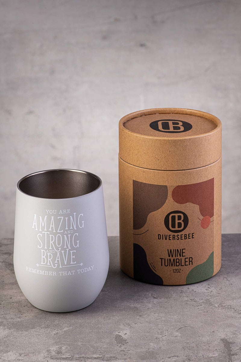 DIVERSEBEE Inspirational Thank You Gifts for Women, Best Friend, Mom, Wife, Girlfriend, Coworker, Nurse, Encouragement Birthday Wine Gifts - Insulated Wine Tumbler Cup with Lid (Glacier Gray) - Image 3